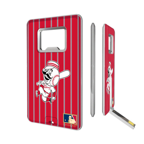 Cincinnati Reds 1953-1967 - Cooperstown Collection Pinstripe Credit Card USB Drive with Bottle Opener 16GB - 757 Sports Collectibles