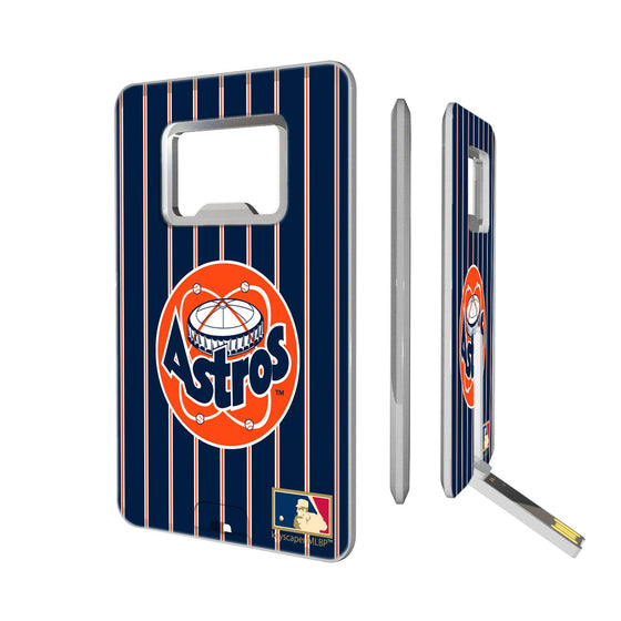 Houston Astros 1977-1998 - Cooperstown Collection Pinstripe Credit Card USB Drive with Bottle Opener 16GB - 757 Sports Collectibles