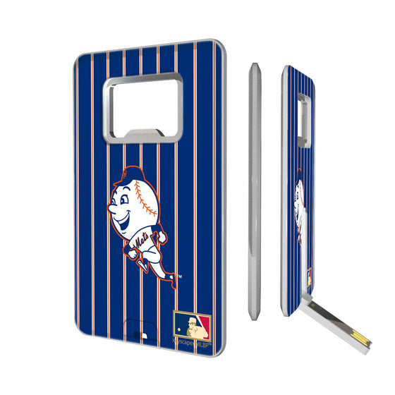 New York Mets 2014 - Cooperstown Collection Pinstripe Credit Card USB Drive with Bottle Opener 16GB - 757 Sports Collectibles