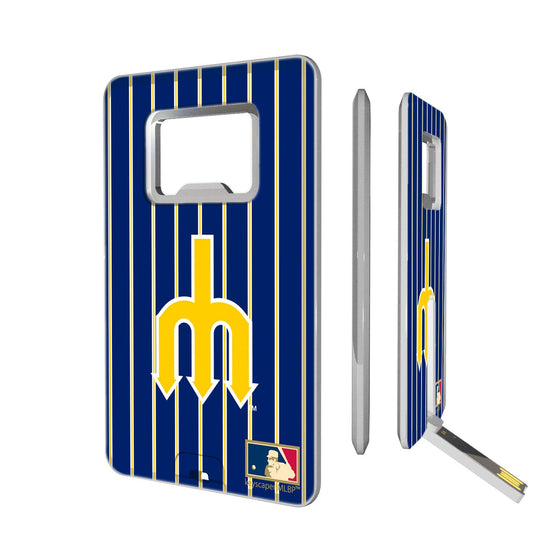 Seattle Mariners 1977-1980 - Cooperstown Collection Pinstripe Credit Card USB Drive with Bottle Opener 16GB - 757 Sports Collectibles