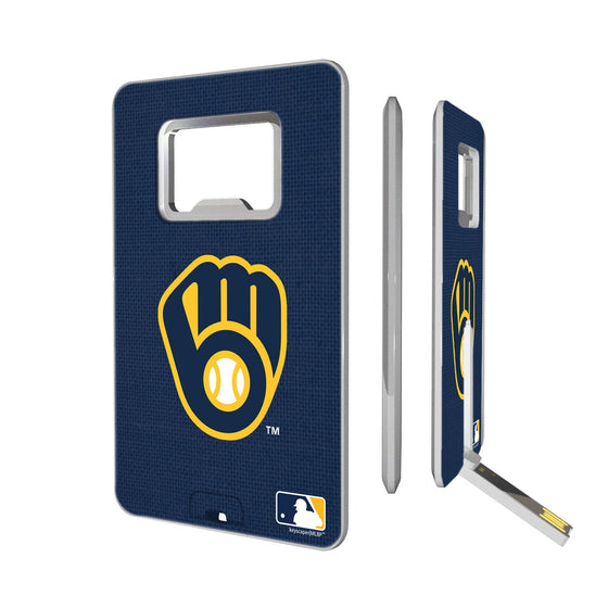 Milwaukee Brewers Solid Credit Card USB Drive with Bottle Opener 16GB - 757 Sports Collectibles