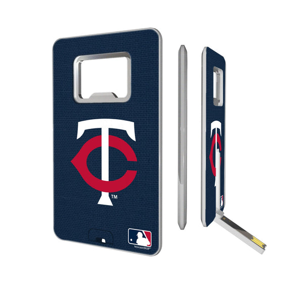 Minnesota Twins Twins Solid Credit Card USB Drive with Bottle Opener 16GB - 757 Sports Collectibles
