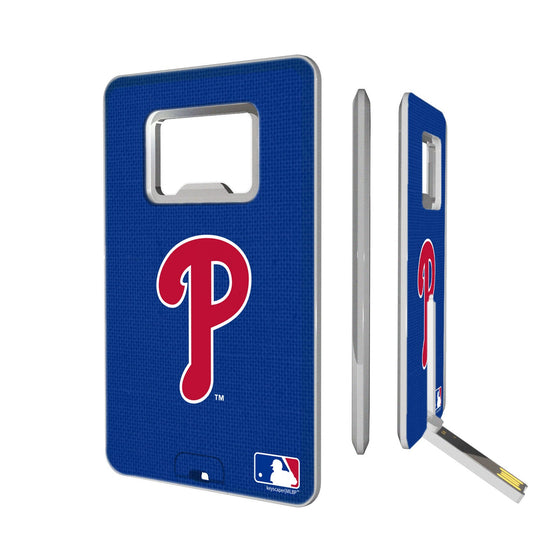 Philadelphia Phillies Solid Credit Card USB Drive with Bottle Opener 16GB - 757 Sports Collectibles