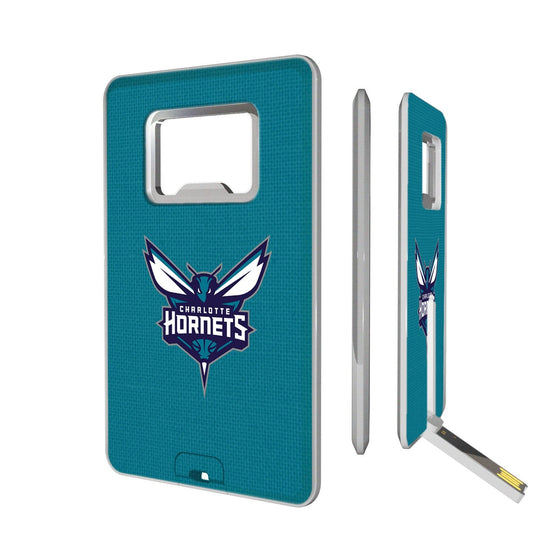 Charlotte Hornets Solid Credit Card USB Drive with Bottle Opener 32GB-0