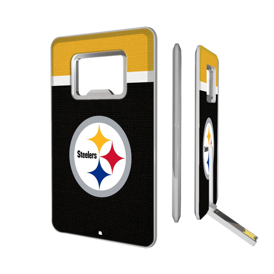 Pittsburgh Steelers Stripe Credit Card USB Drive with Bottle Opener 16GB - 757 Sports Collectibles