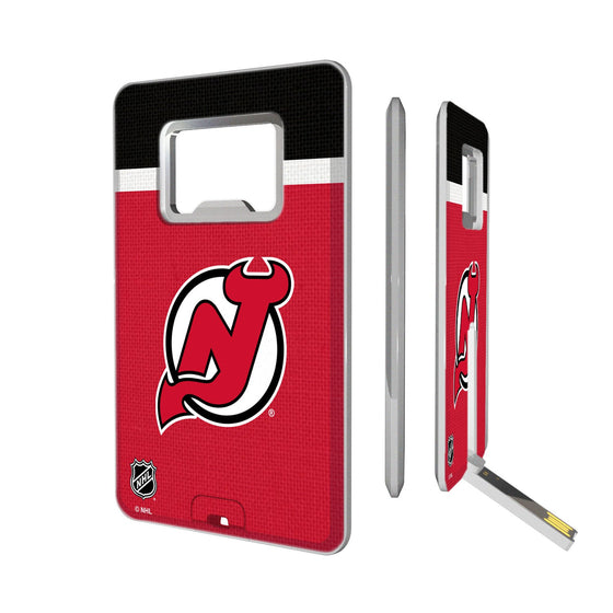 New Jersey Devils Stripe Credit Card USB Drive with Bottle Opener 32GB-0
