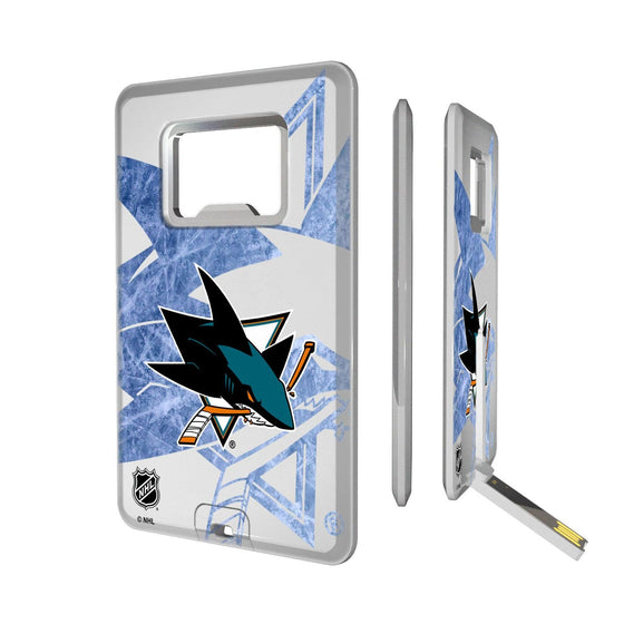 San Jose Sharks Ice Tilt Credit Card USB Drive with Bottle Opener 32GB-0