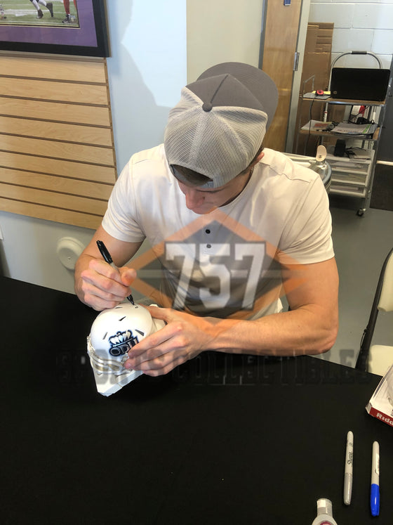 Old Dominion Monarchs Zack Kuntz Signed Autograph Mini Helmet - 757 W COA - 757 Sports Collectibles