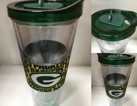 NFL Green Bay Packers 22 oz Slider Tumbler Wrap with Lid - 757 Sports Collectibles
