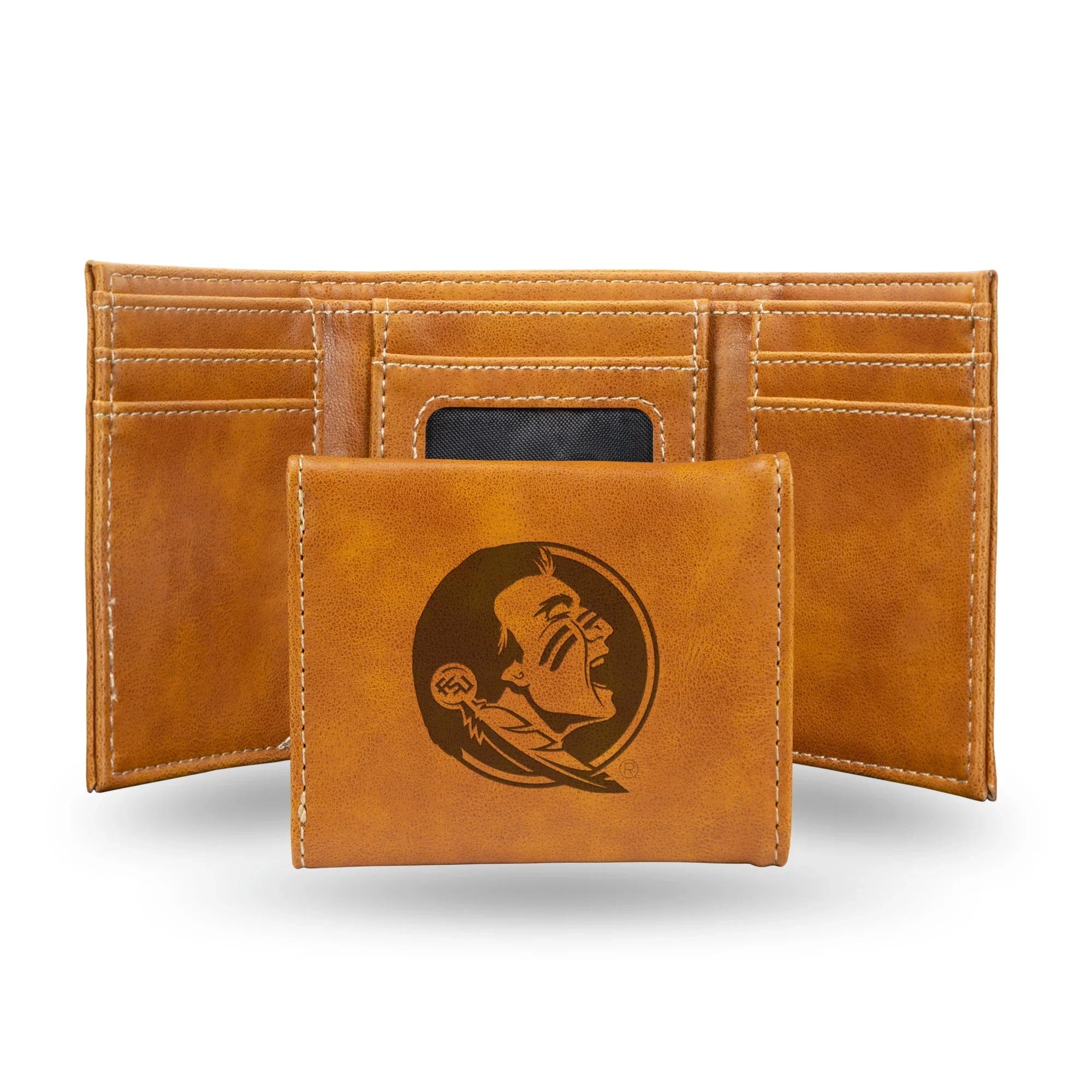 NCAA Florida State Seminoles Laser Engraved Brown Tri-Fold Wallet   