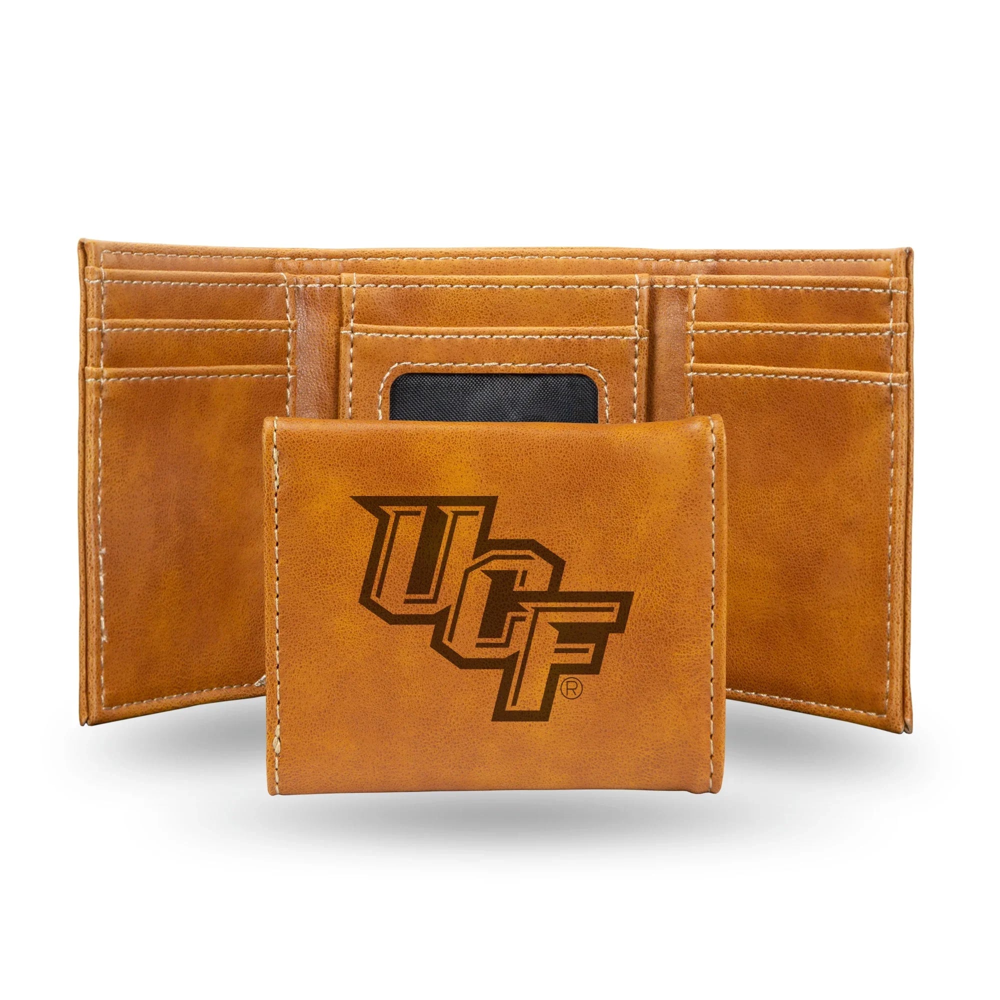 NCAA Central Florida Knights Laser Engraved Brown Tri-Fold Wallet   