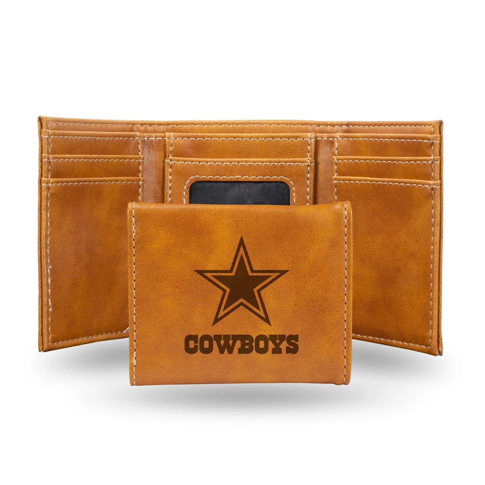 NFL Dallas Cowboys Laser Engraved Brown Tri-Fold Wallet   