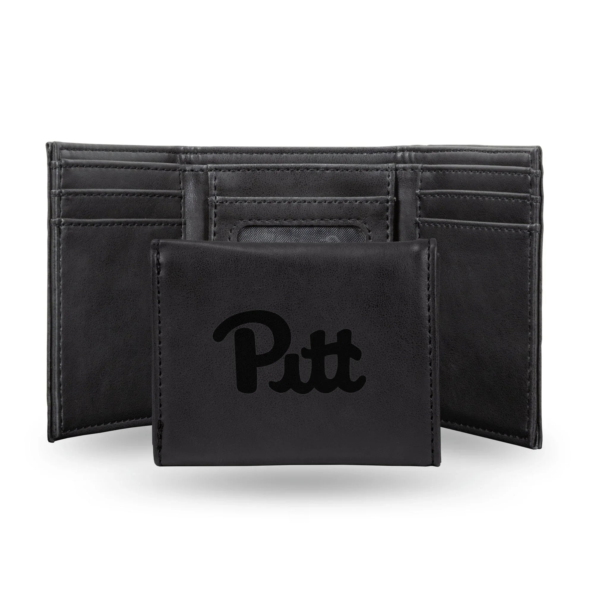 NCAA Pitt Panthers Laser Engraved Black Tri-Fold Wallet   