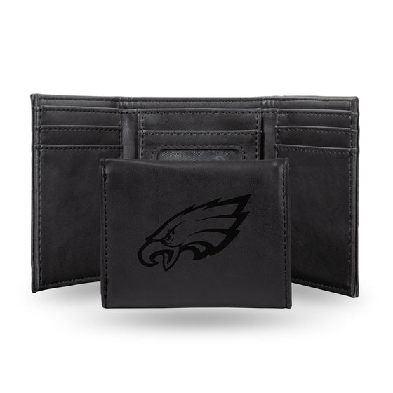 NFL Philadelphia Eagles Laser Engraved Black Tri-Fold Wallet   