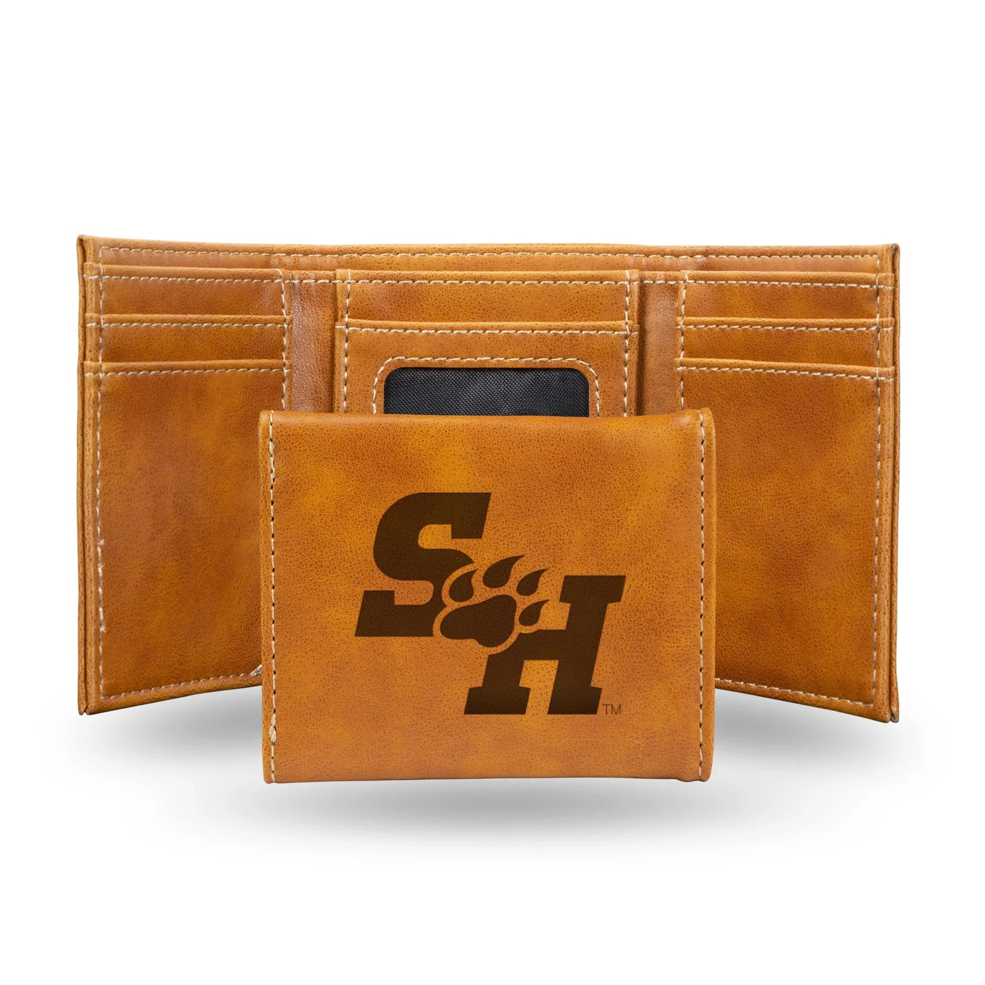 NCAA Sam Houston State Bearkats Laser Engraved Brown Tri-Fold Wallet   