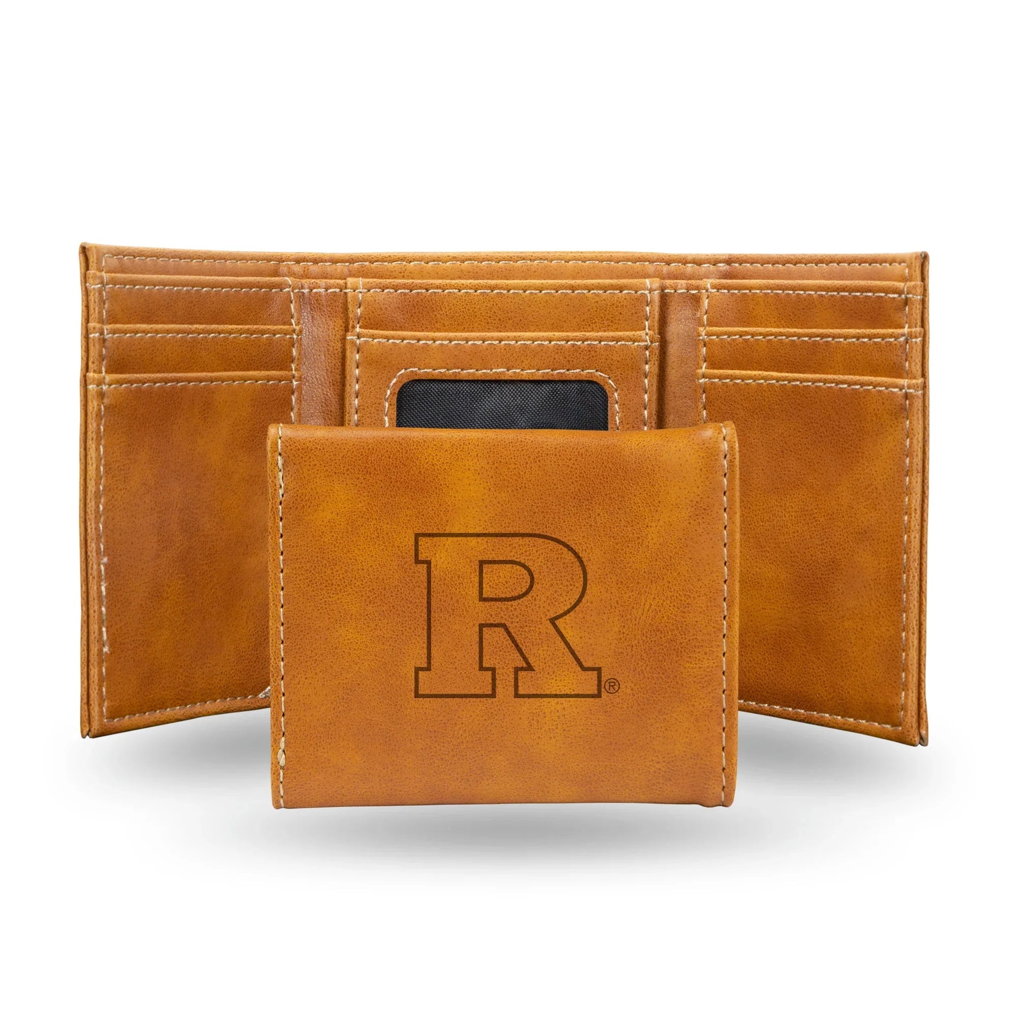 NCAA Rutgers Scarlet Knights Laser Engraved Brown Tri-Fold Wallet   