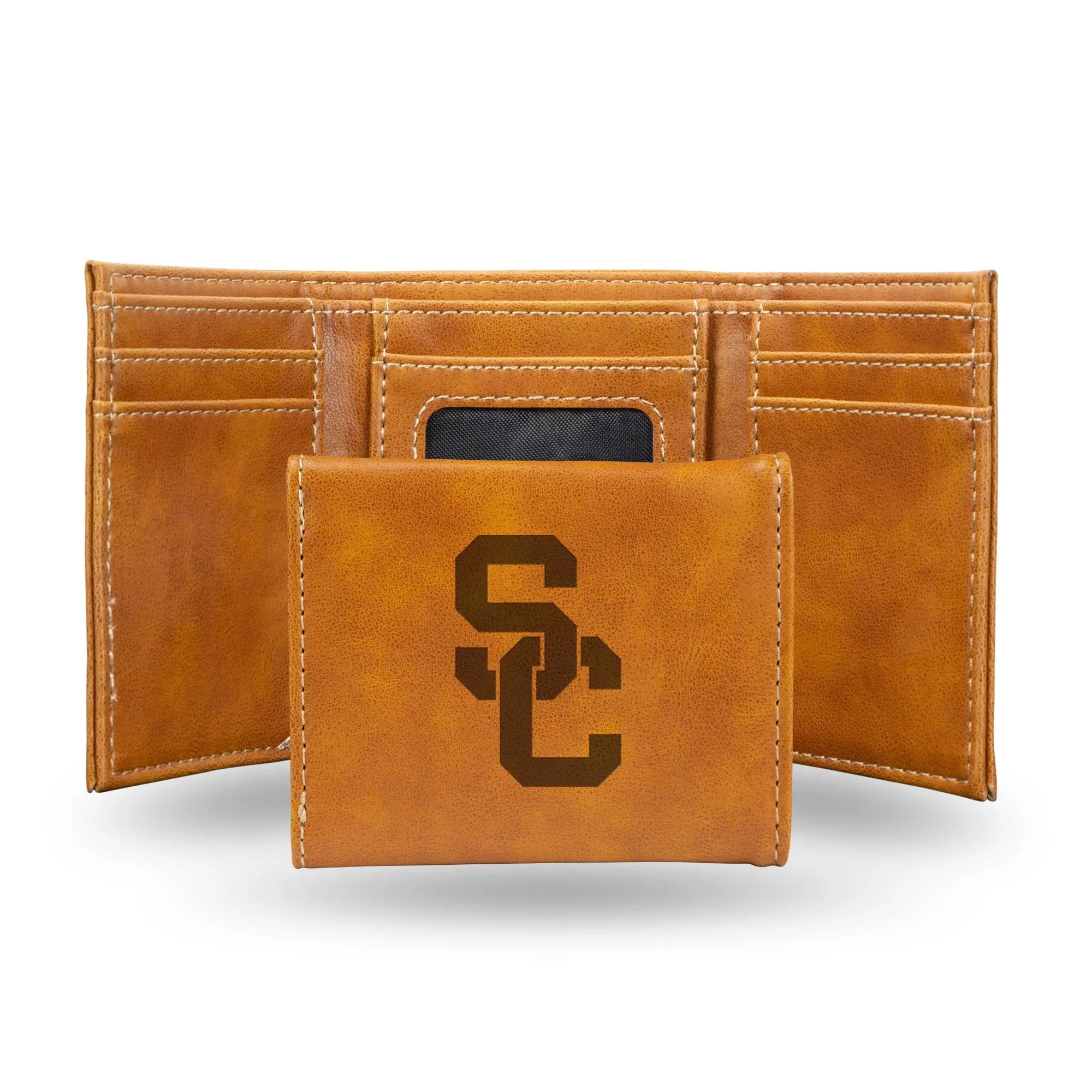 NCAA Southern California Trojans Laser Engraved Brown Tri-Fold Wallet   