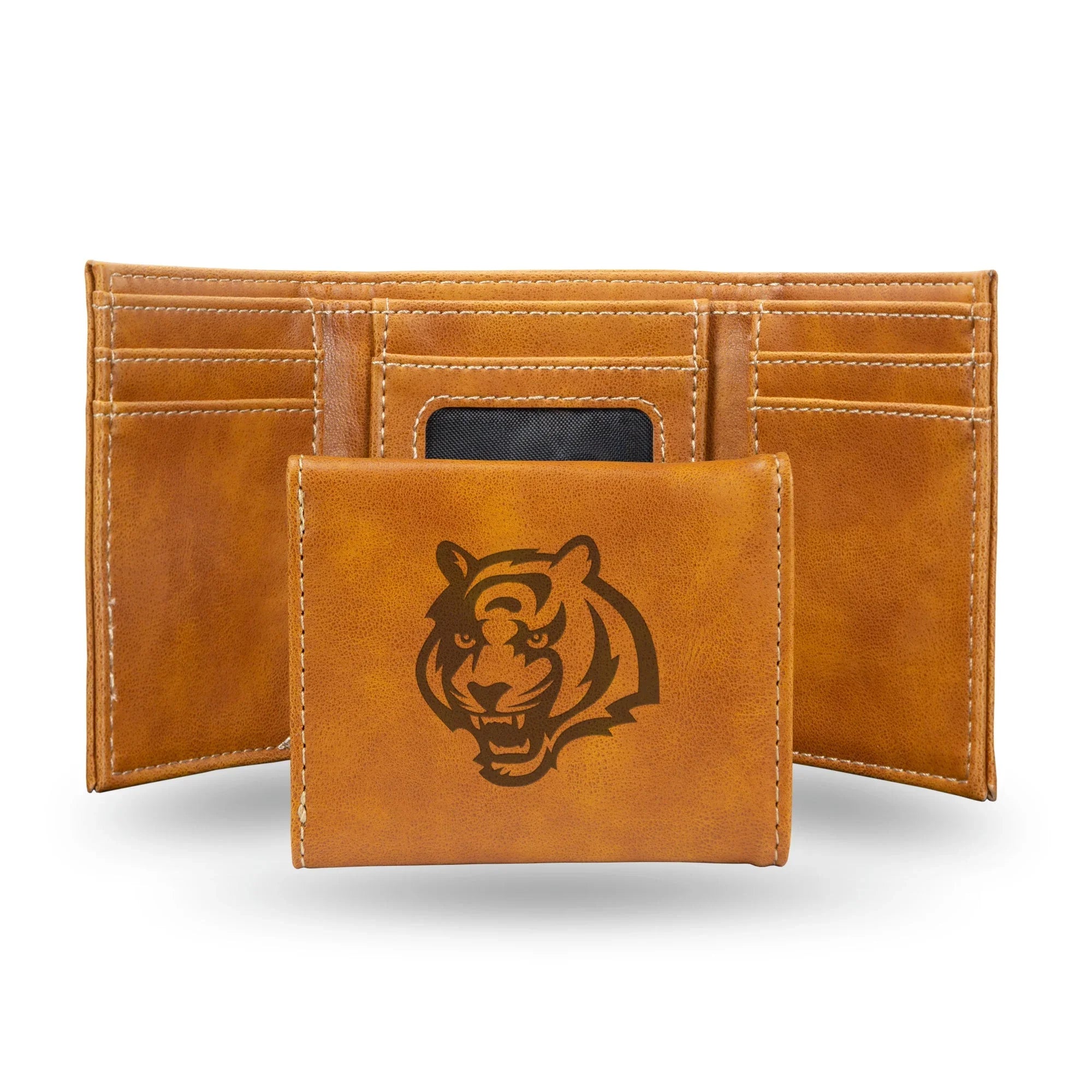 NFL Cincinnati Bengals Laser Engraved Brown Tri-Fold Wallet   