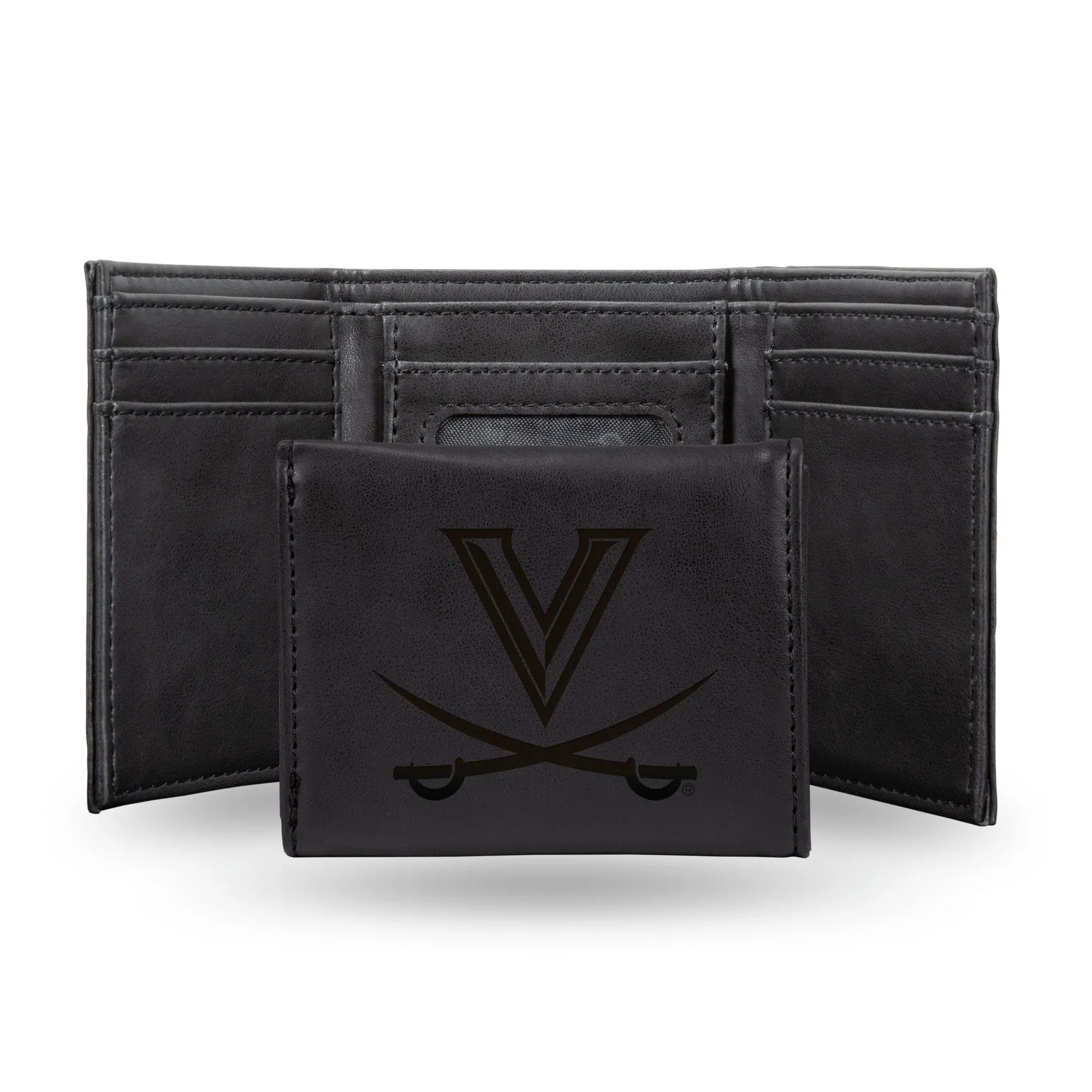NCAA Virginia Cavaliers Laser Engraved Black Tri-Fold Wallet   