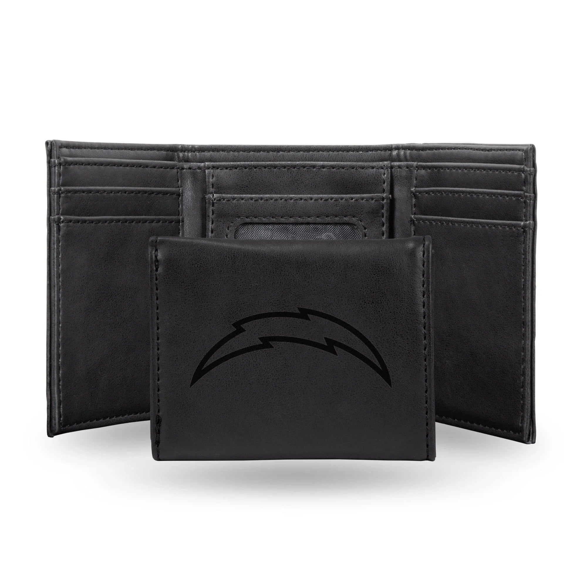 NFL Los Angeles Chargers Laser Engraved Black Tri-Fold Wallet   