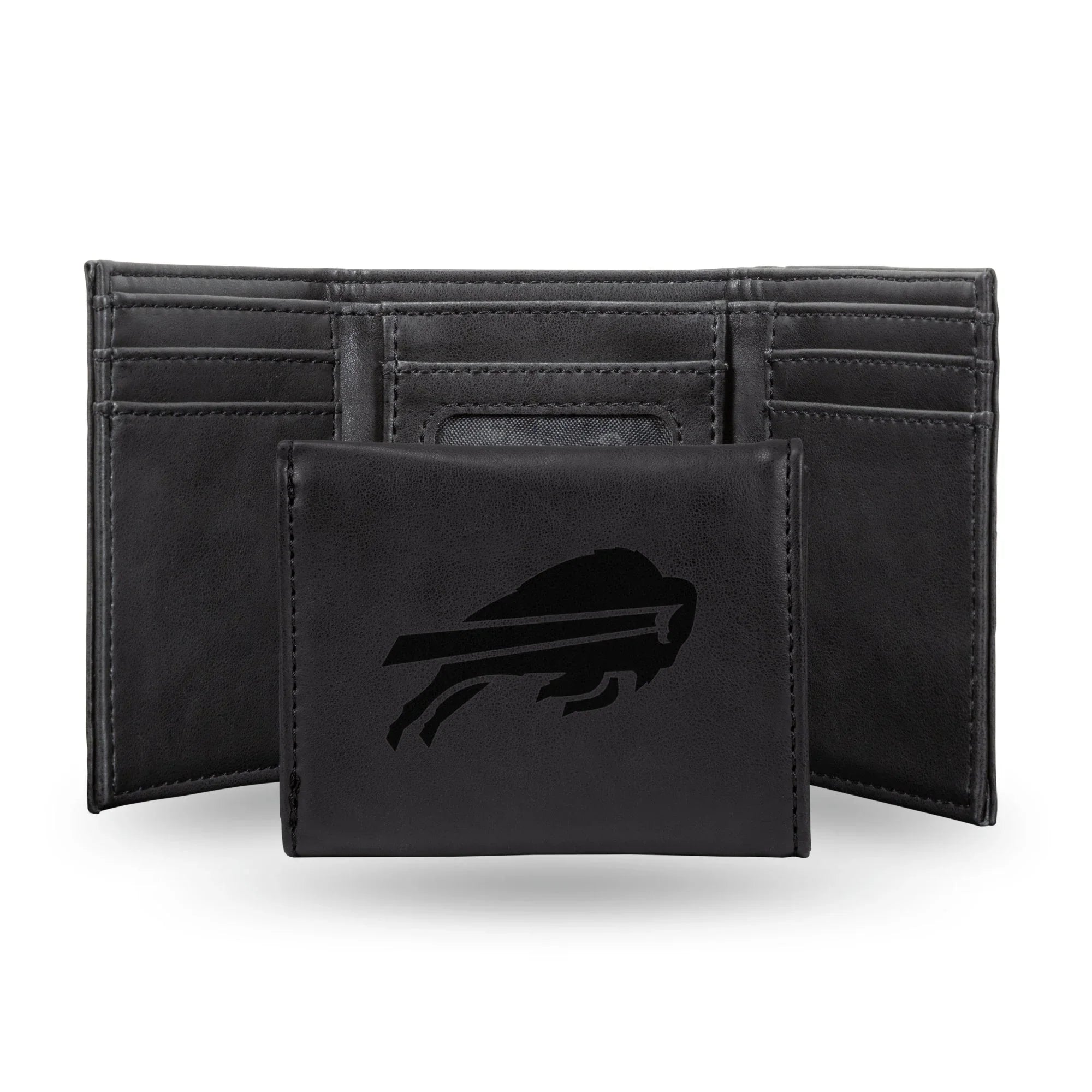 NFL Buffalo Bills Laser Engraved Black Tri-Fold Wallet   