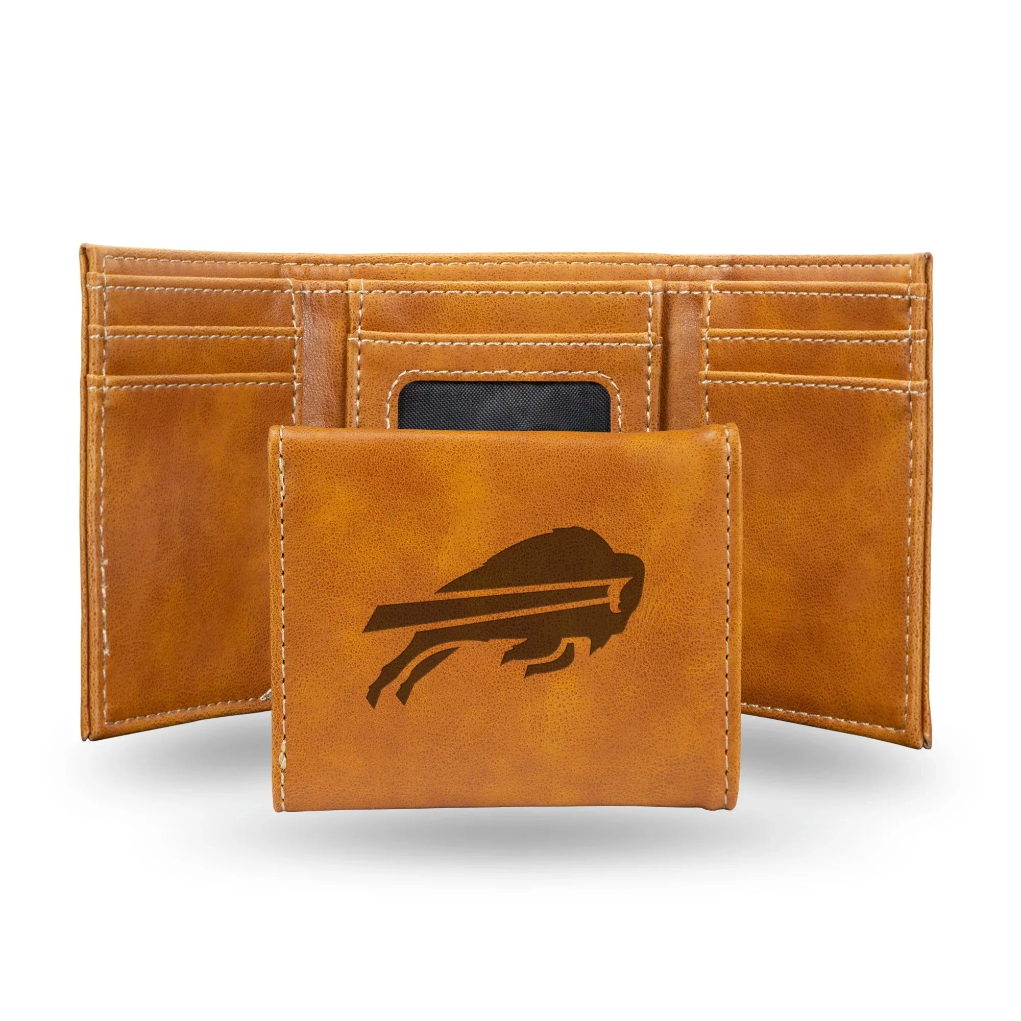 NFL Buffalo Bills Laser Engraved Brown Tri-Fold Wallet   