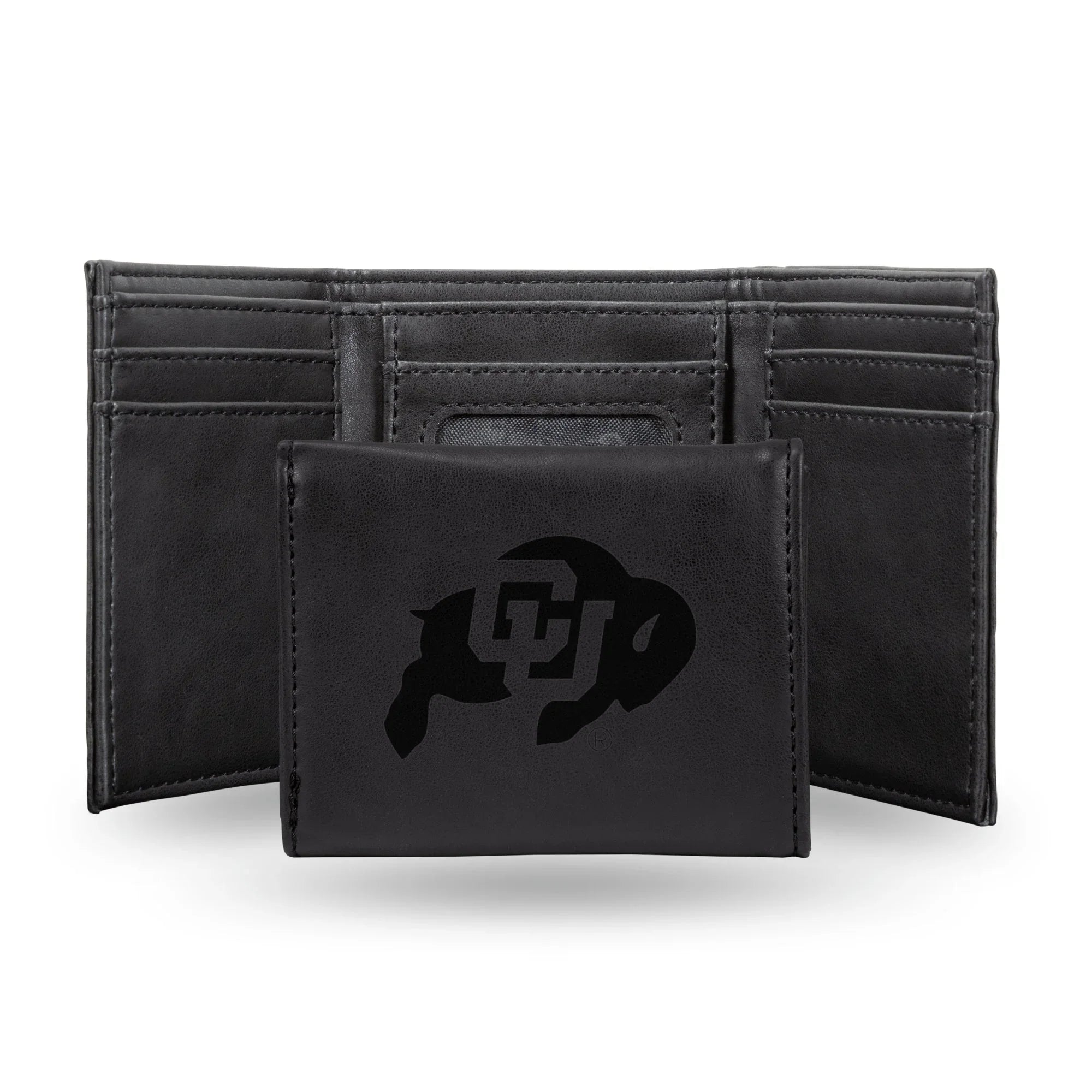 NCAA Colorado Buffaloes Laser Engraved Black Tri-Fold Wallet   