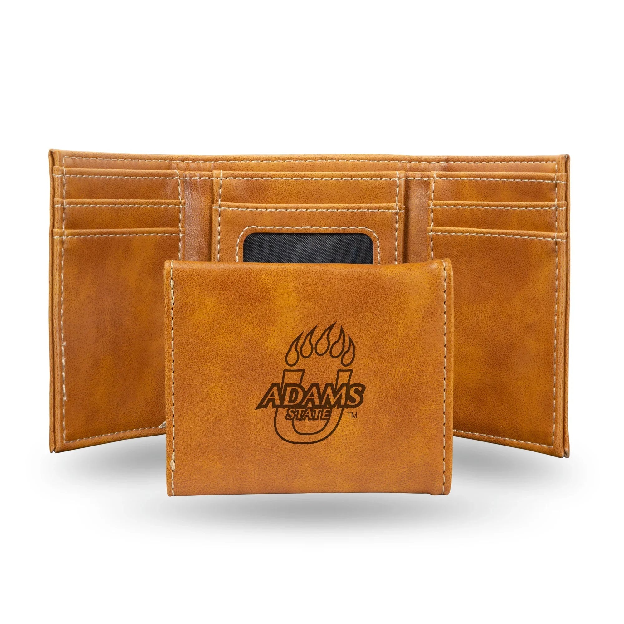 NCAA Adams State Grizzlies Laser Engraved Brown Tri-Fold Wallet   