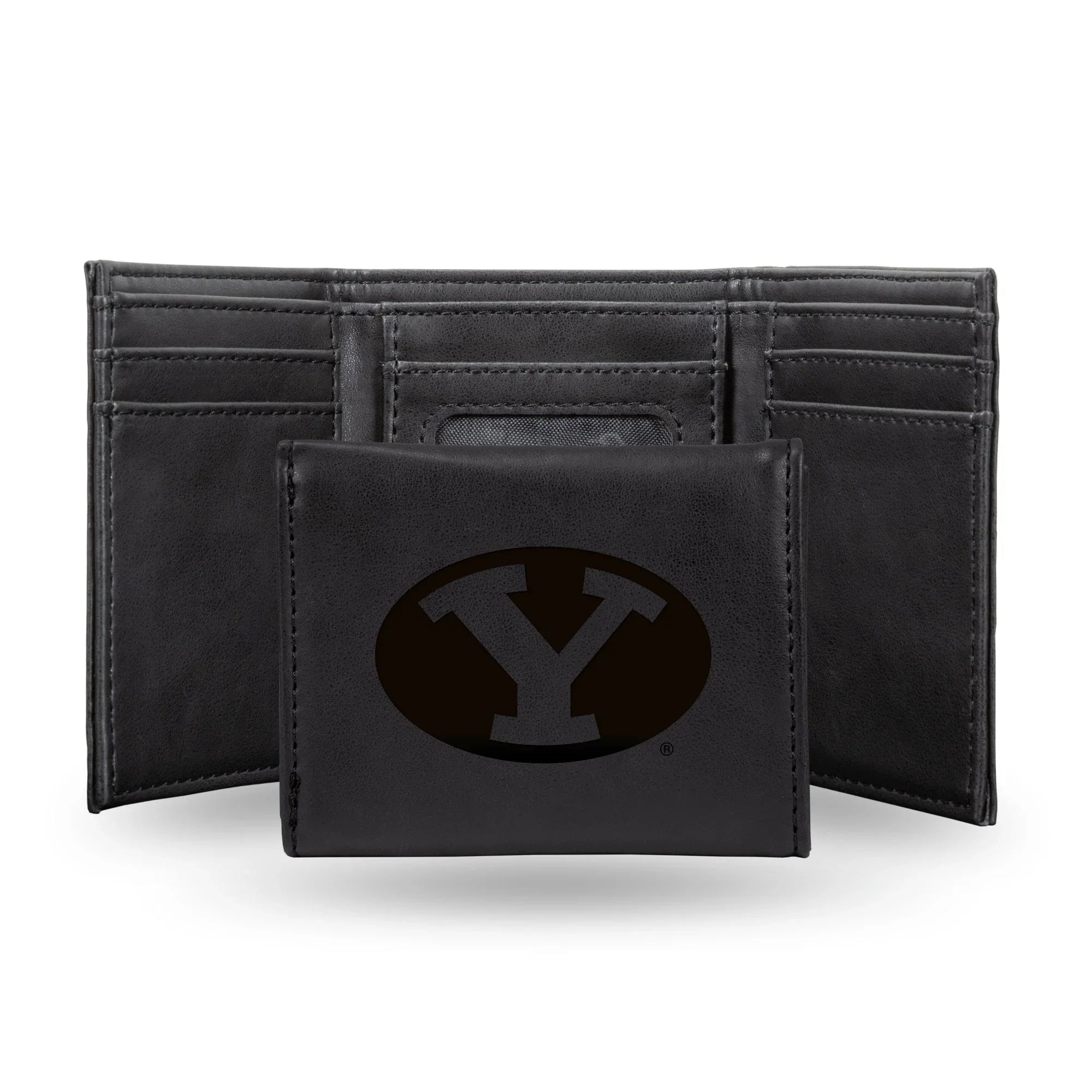 NCAA BYU Cougars Laser Engraved Black Tri-Fold Wallet   