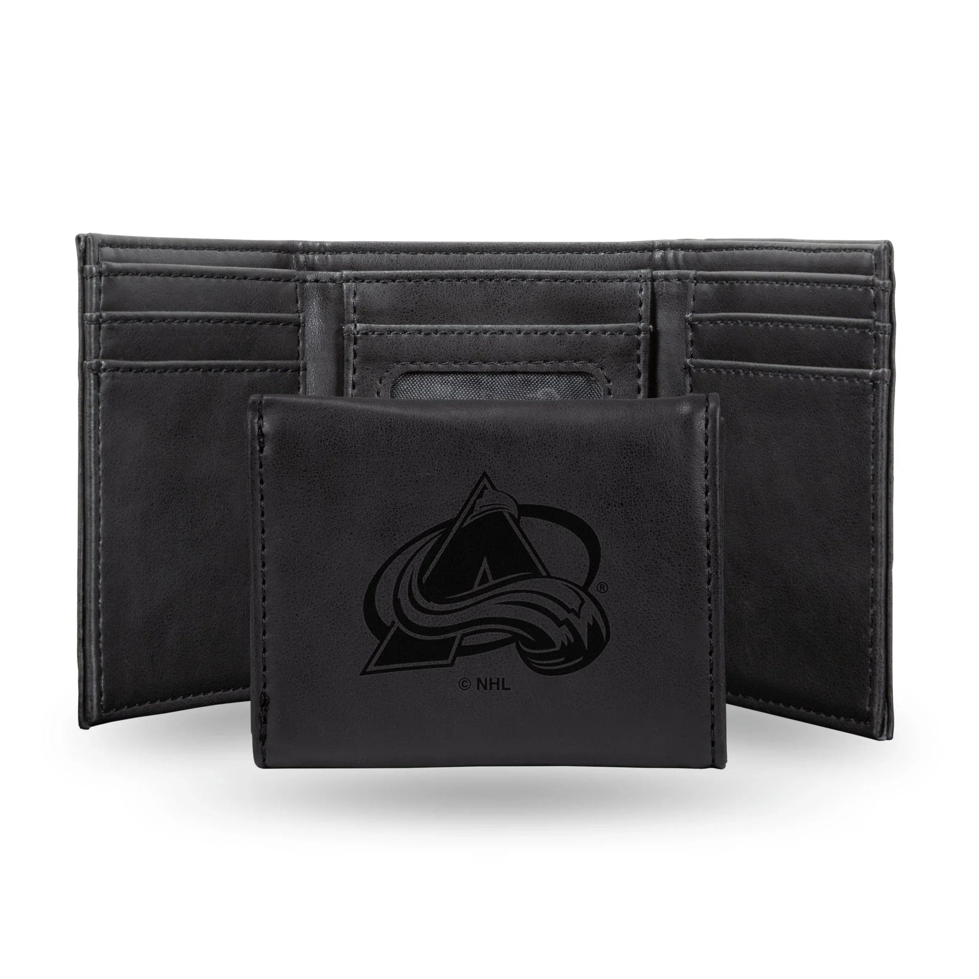 NHL Colorado Avalanche Laser Engraved Black Tri-Fold Wallet   