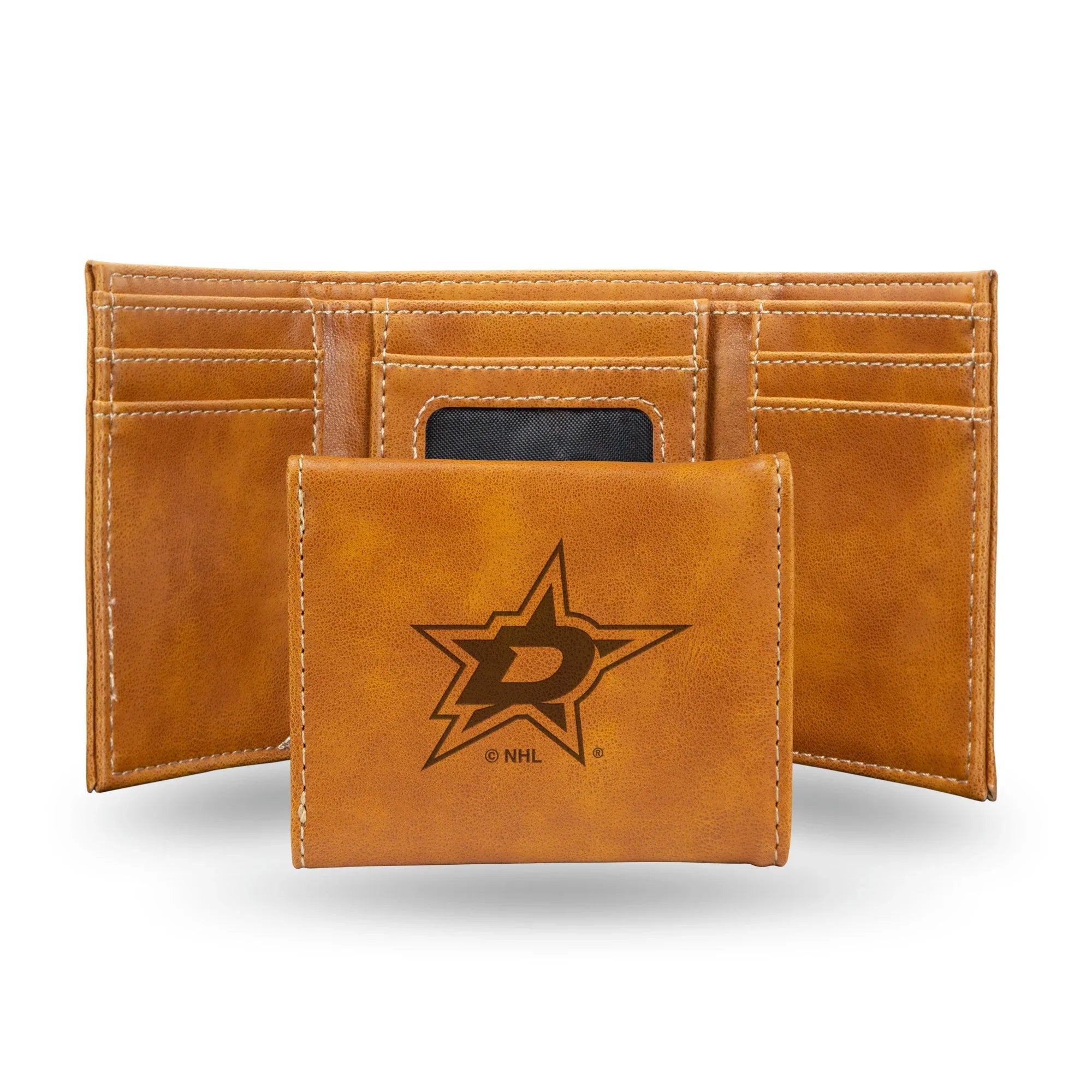 NHL Dallas Stars Laser Engraved Brown Tri-Fold Wallet   