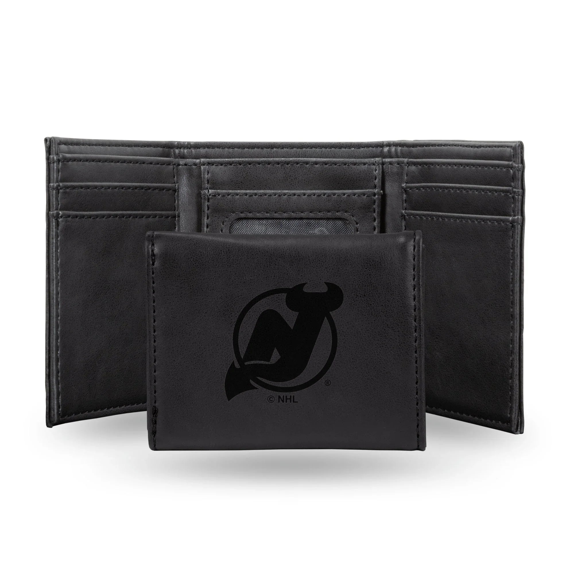 NHL New Jersey Devils Laser Engraved Black Tri-Fold Wallet   