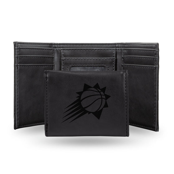 NBA Phoenix Suns Laser Engraved Black Tri-Fold Wallet   