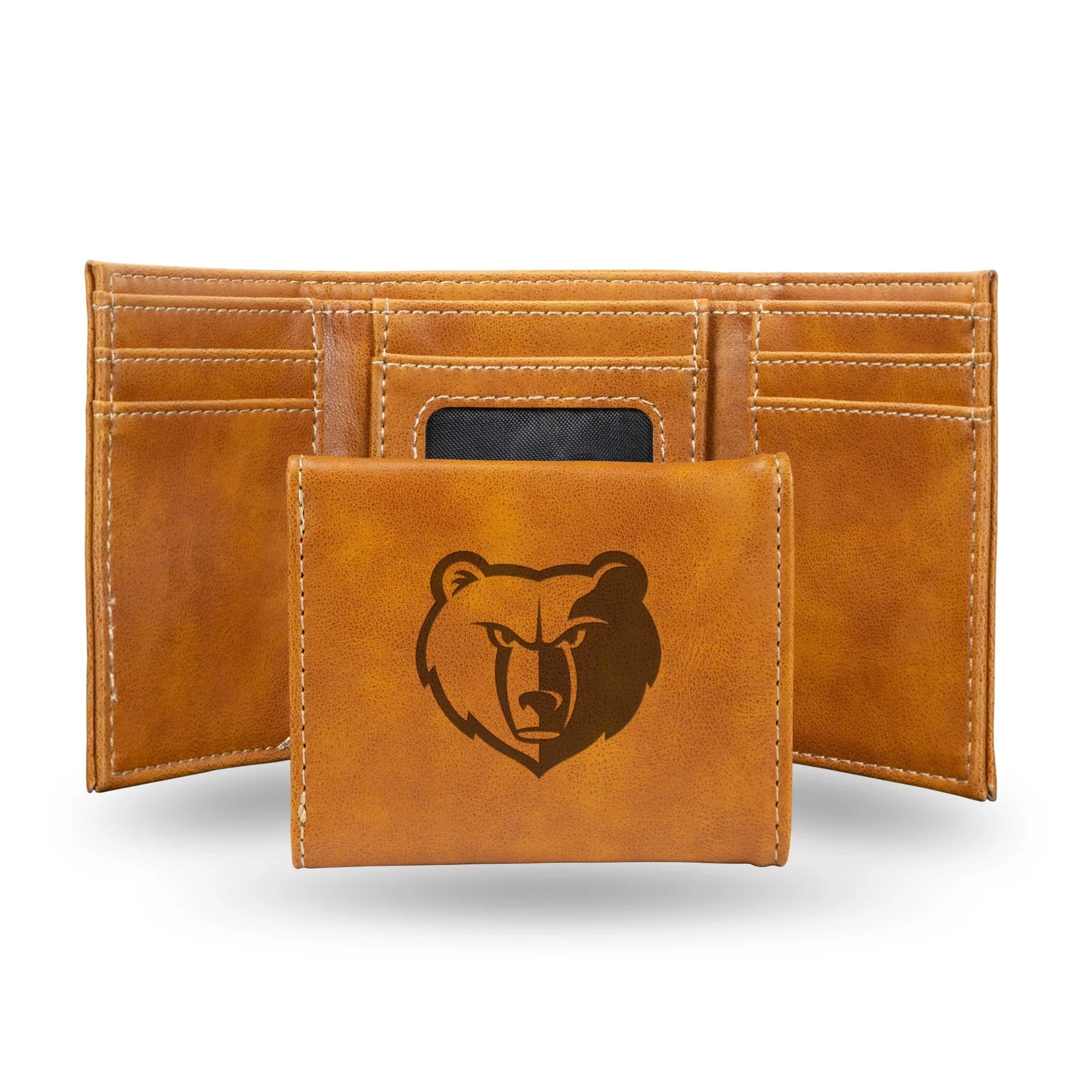 NBA Memphis Grizzlies Laser Engraved Brown Tri-Fold Wallet   