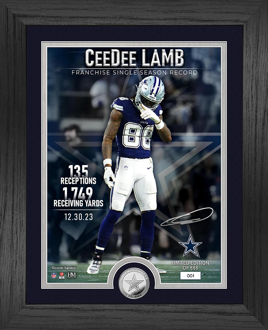 CeeDee Lamb Dallas Cowboys Receiving Record Silver Coin Photo Mint