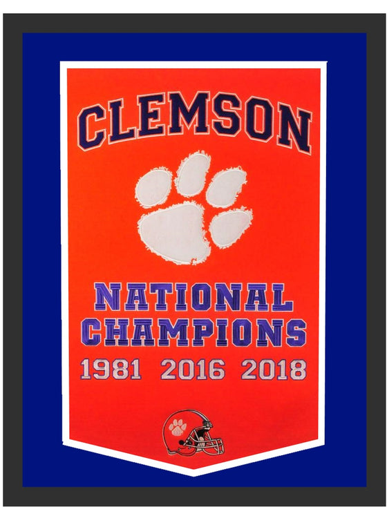 Clemson Tigers 3-Time National Champions Framed Dynasty Banner Purple