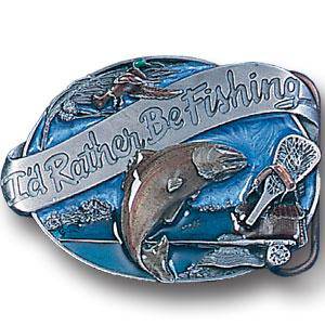 I'd  Rather be Fishing  Enameled Belt Buckle (SSKG) - 757 Sports Collectibles