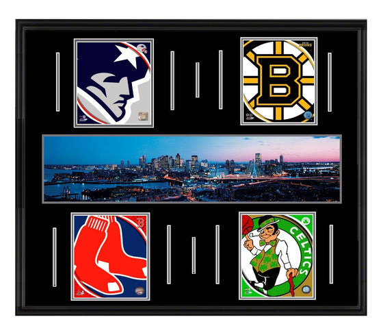 Boston Skyline Super Deluxe Framed Four Team Patriots, Bruins, Red Sox, Celtics 45x34 - 757 Sports Collectibles