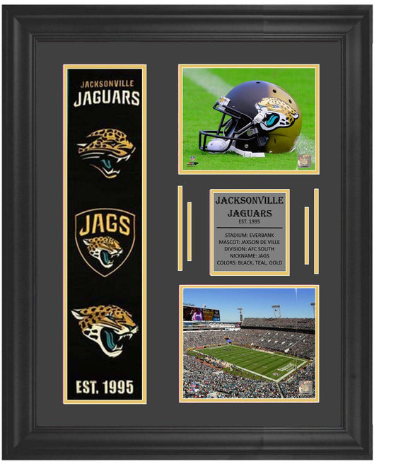 Jacksonville Jaguars Deluxe Framed Heritage Banner 24x35 - 757 Sports Collectibles