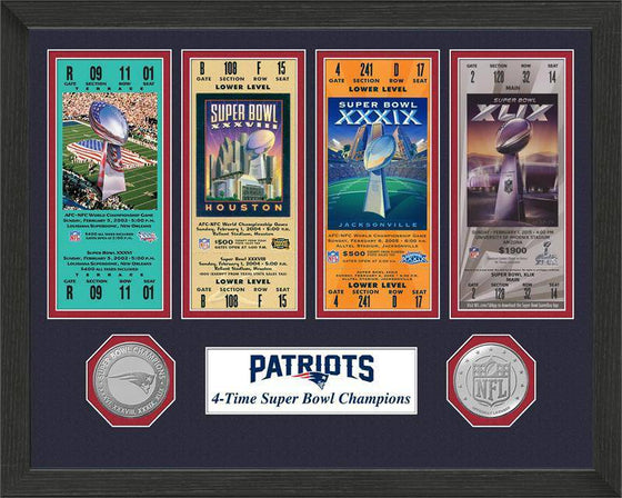 New England Patriots 4-time Super Bowl Champions Ticket Collection - 757 Sports Collectibles