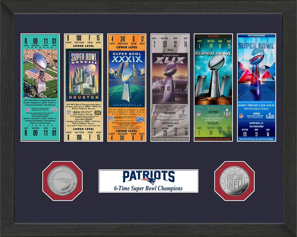 New England Patriots 6-Time Super Bowl Champions Ticket Collection - 757 Sports Collectibles
