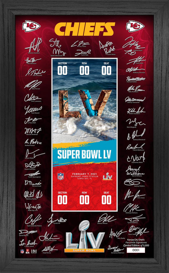 Kansas City Chiefs Super Bowl 55 Signature Ticket Frame
