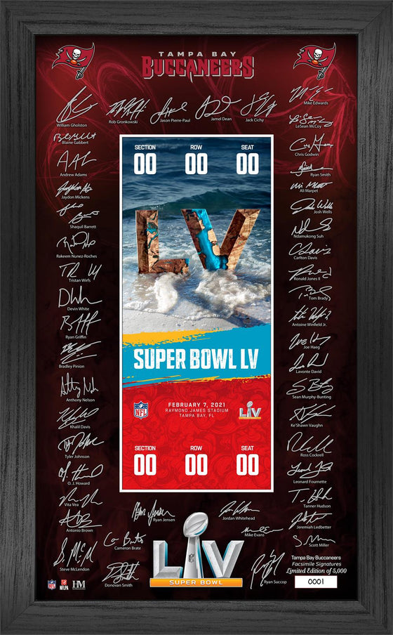 Tampa Bay Buccaneers Super Bowl 55 Signature Ticket Frame