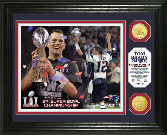 New England Patriots Tom Brady "Super Bowl 51 LI Trophy" Bronze Coin Photo Mint L/E of 5000 - 757 Sports Collectibles