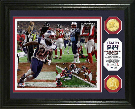 New England Patriots Super Bowl 51 LI James White "Game Winning TD" Bronze Coin Photo Mint - 757 Sports Collectibles