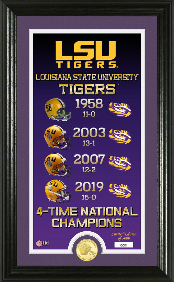 Louisiana State LSU 2019-2020 NCAA Football National Champions 4-Time National Champions "Legacy" Bronze Coin Photo Mint