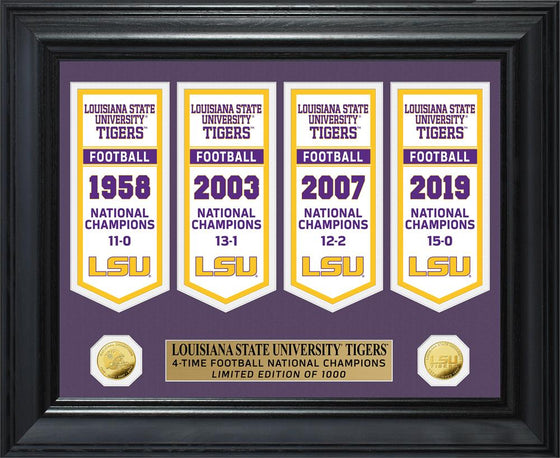 Louisiana State LSU 2019-2020 NCAA Football National Champions Gold Coin Deluxe Banner Collection