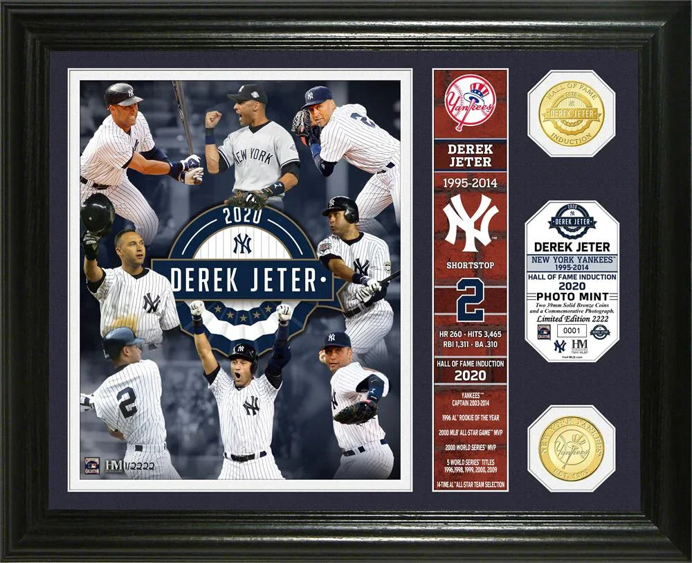 Derek Jeter 2020 HOF Induction Banner Bronze Coin Photo Mint
