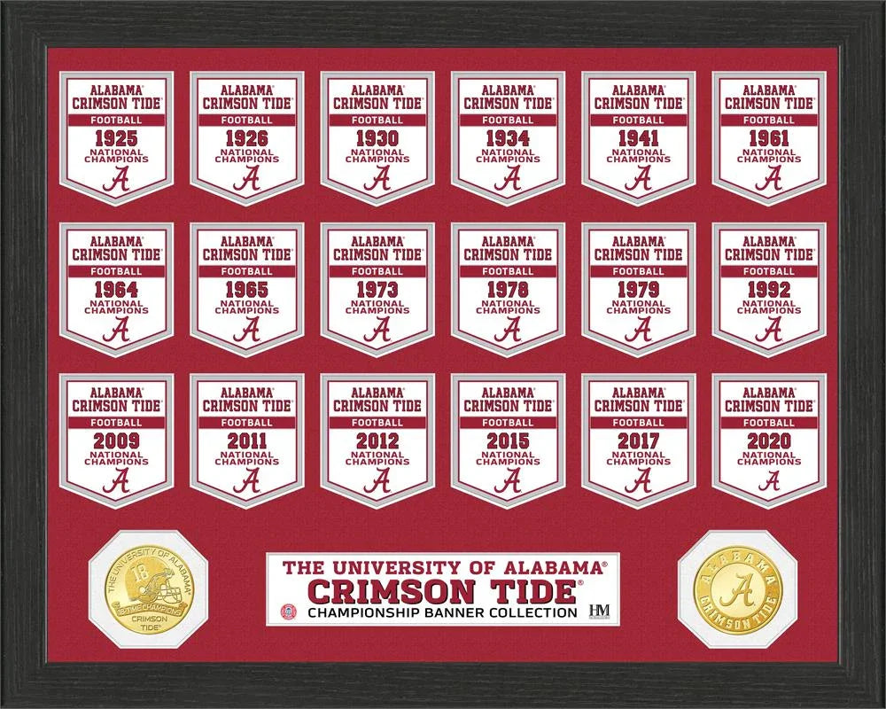 Alabama Crimson Tide 2020-2021 NCAA Football 18-Time National Champions Limited Edition Banner Collection