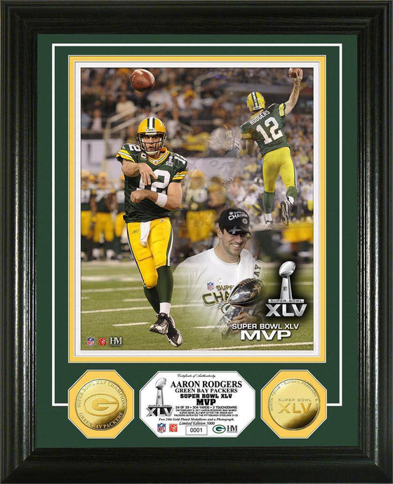 Green Bay Packers Super Bowl XLV MVP 24KT Gold Coin Photo Mint (HM) - 757 Sports Collectibles